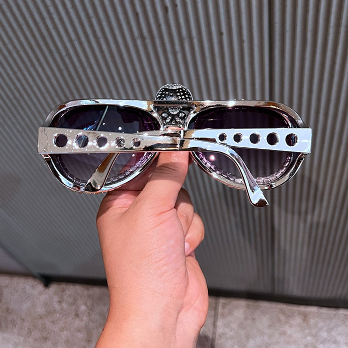 Trendy punk glasses retro diamond