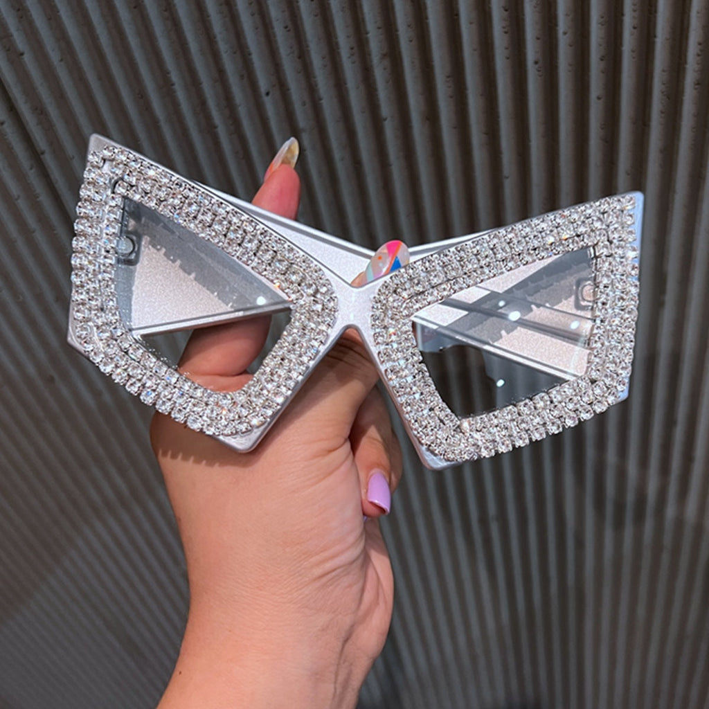 Trendy punk glasses with diamonds