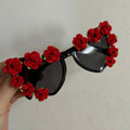 Trendy punk glasses retro half rose cat eyes