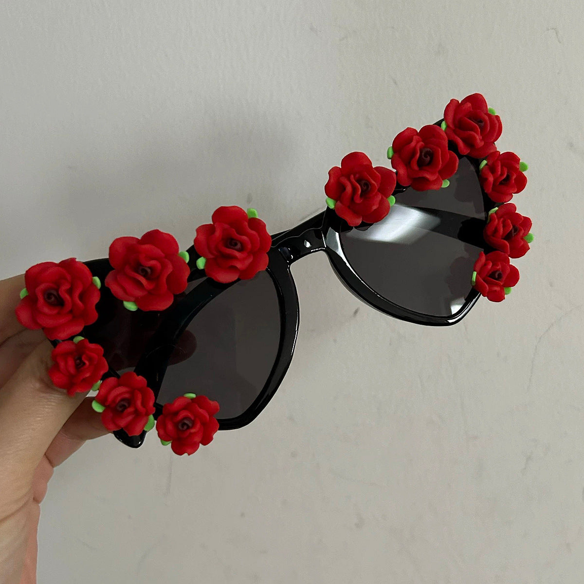 Trendy punk glasses retro half rose cat eyes