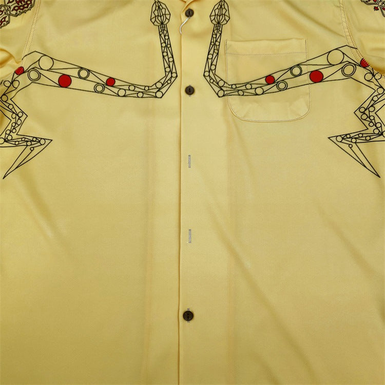 GUILTYPARTIES TIGER Long sleeved shirt COLLAR serpentine abstract rayon long-sleeved shirt men