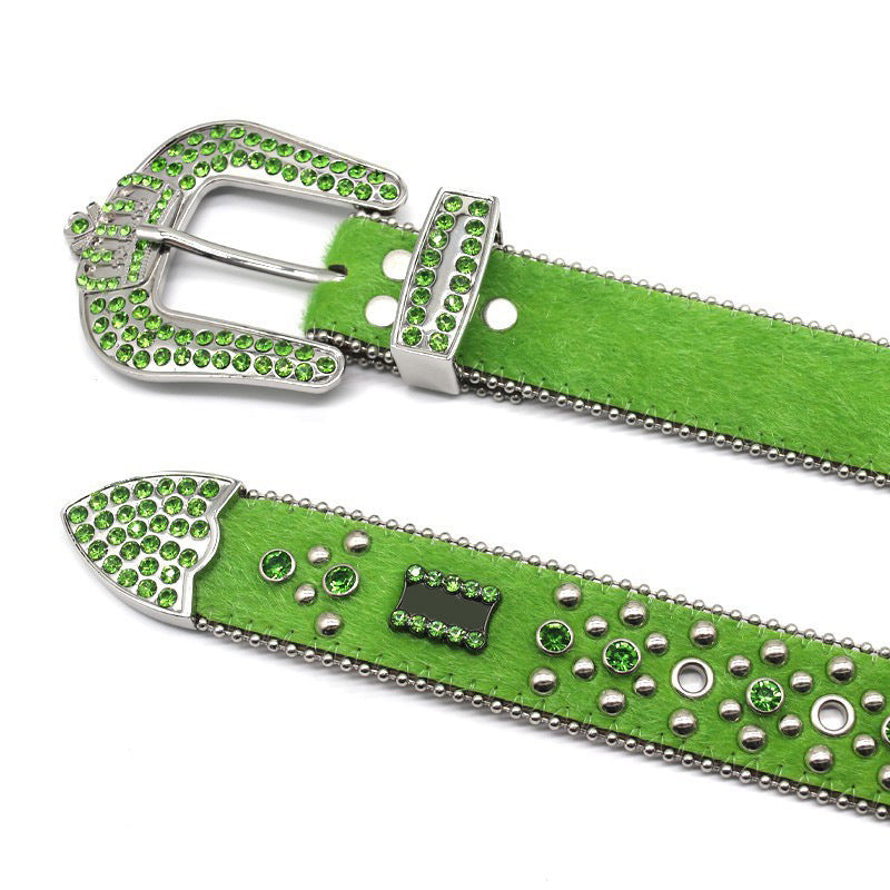 Hip-hop punk rhinestone belt crown rhinestone