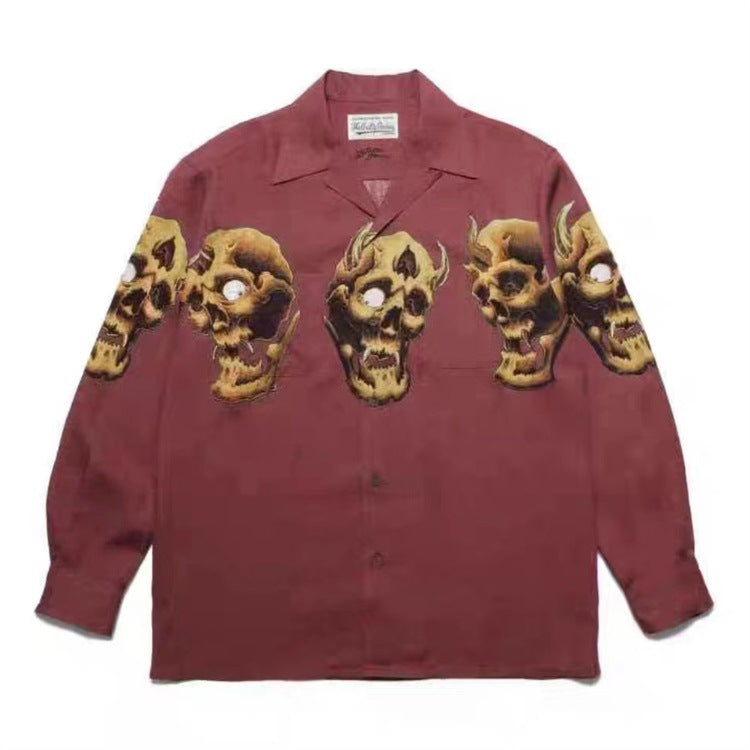 GUILTYPARTIES TIGER Long sleeved shirt 56TATTOO STUDIO Skull Hawaiian long-sleeved shirt for men and women
