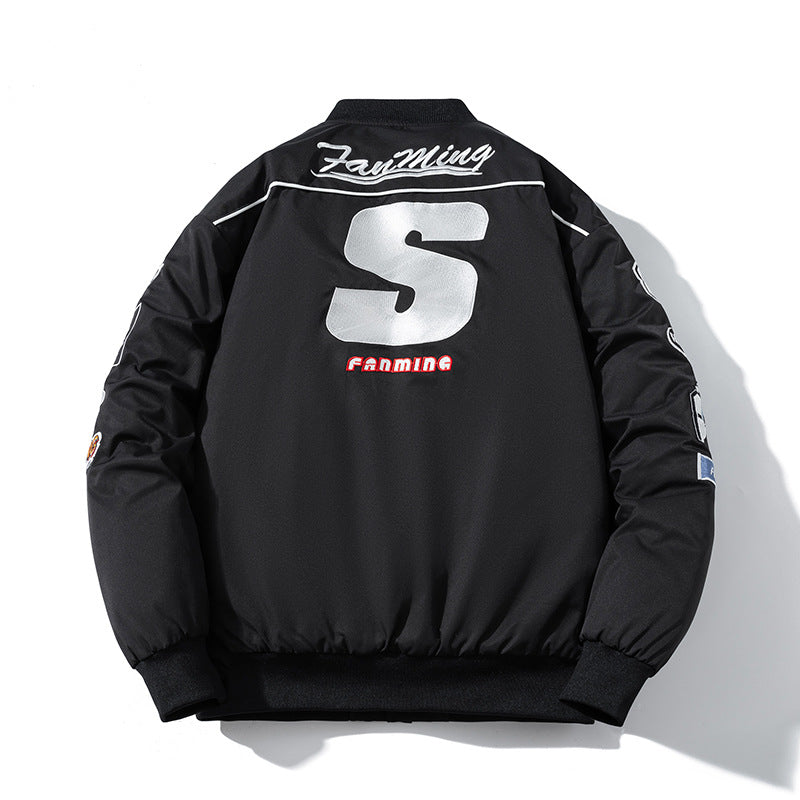 Mens Vintage Jackets Vintage Embroidered Baseball Jacket Flight Jacket