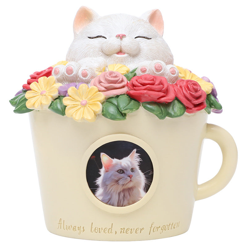 Pet Grave Marker Cartoon Kitten Puppy Funeral Cremation Ashes Storage Container Pet Memorial Urn Pet Supplies