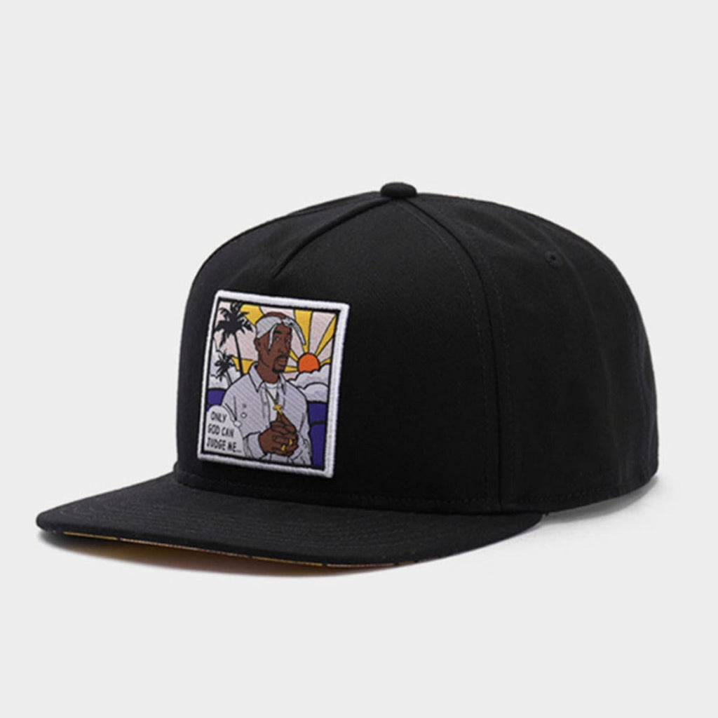 Trendy flat brimmed snapback hatship hop character avatar