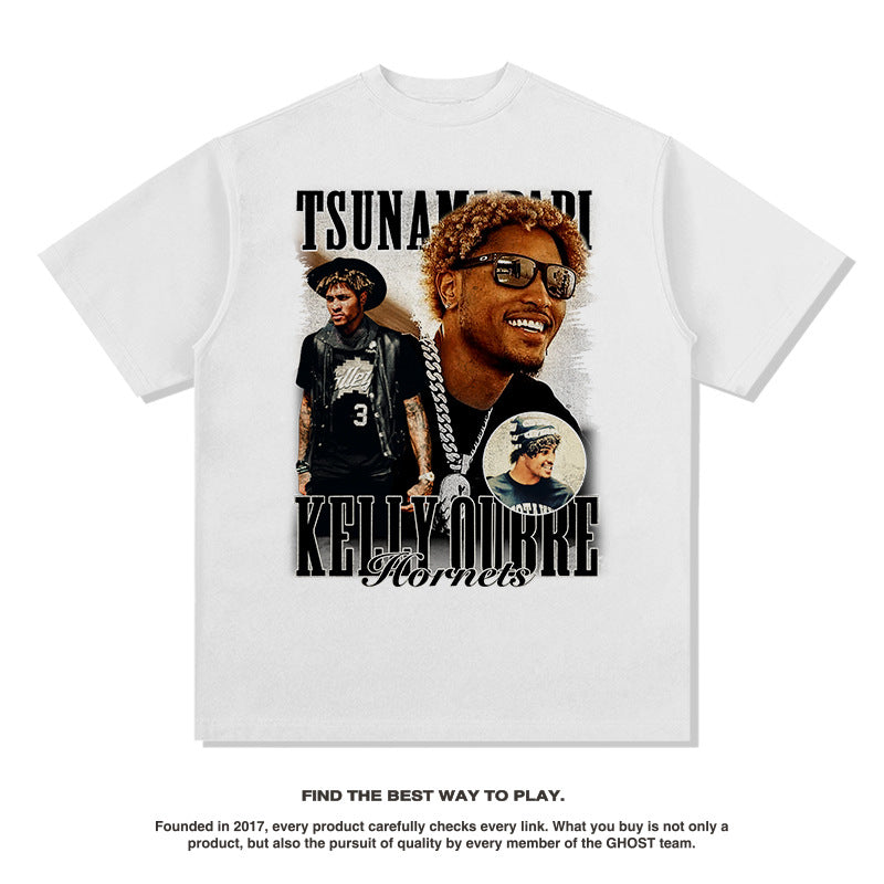 Nba T Shirt Kelly Oubre Basketball Star Printed Short Sleeve T-shirt Hip-Hop Street High-quality pure cotton comfortable and trendy clothing
