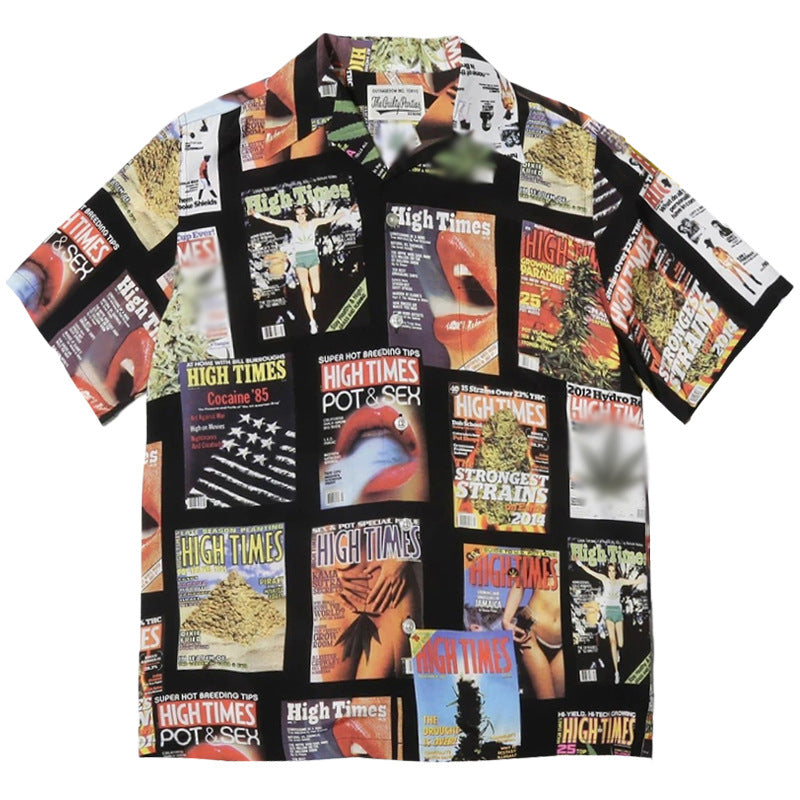 GUILTYPARTIES TIGER Shirts High Times Original Poster Lick Mama Hawaiian Short Sleeve Shirt