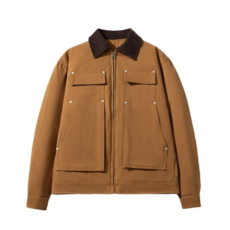 Men Vintage Jackets Vintage Tooling Jacket Women's Casual Lapel Padded Cotton
