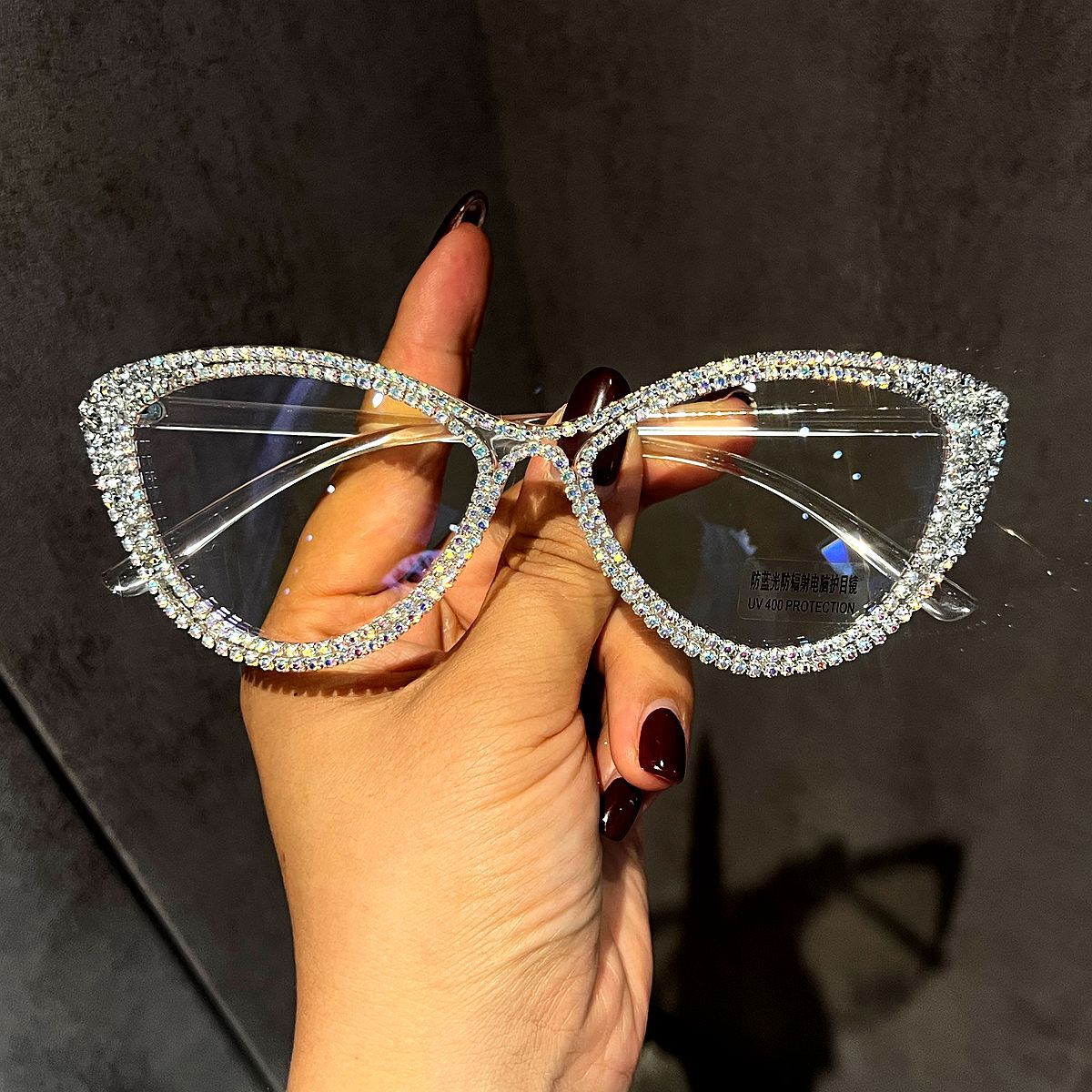 Trendy punk glasses anti-blue light