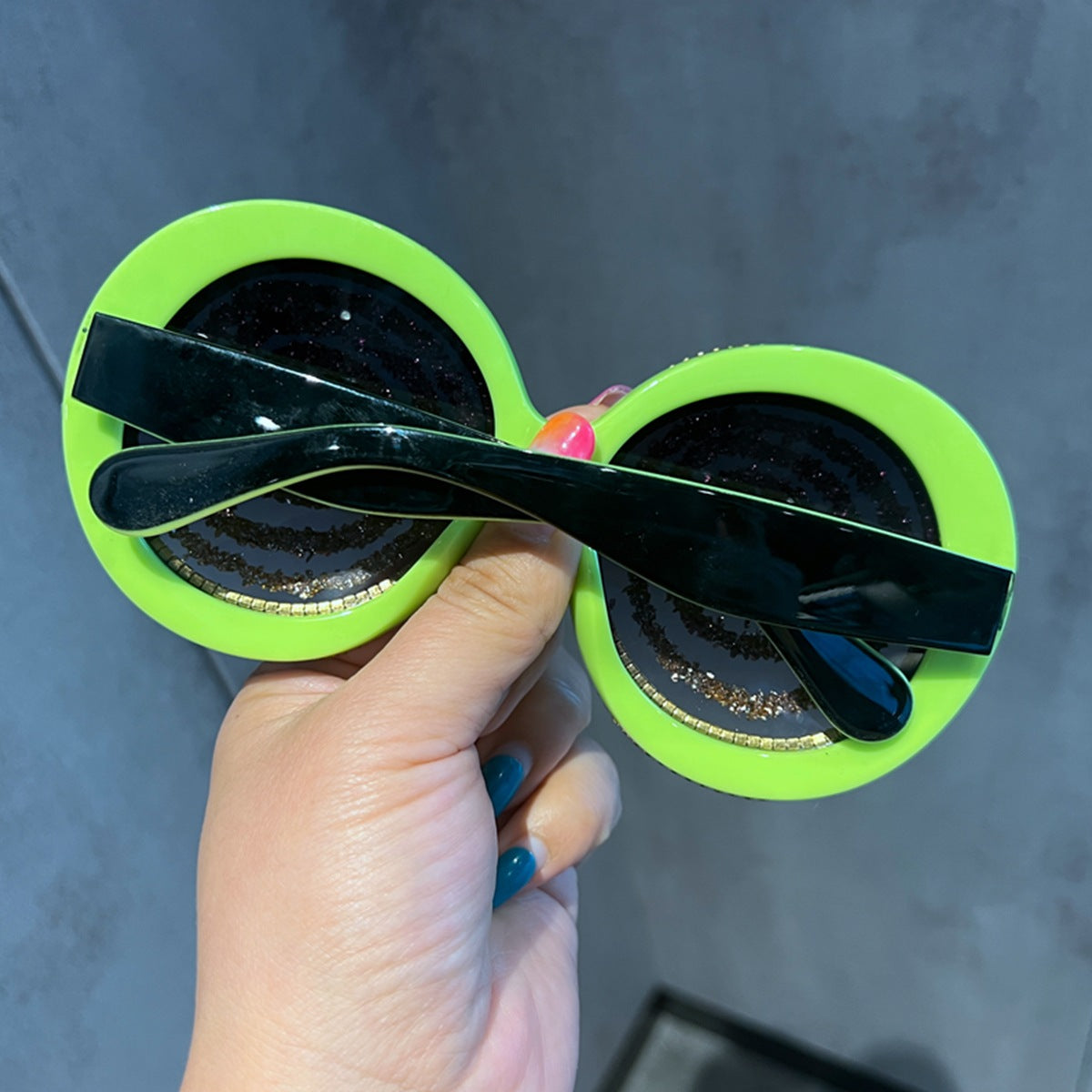 Trendy punk glasses round large frame