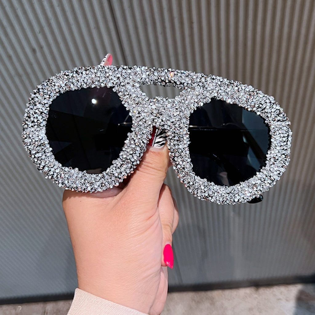 Trendy punk glasses with diamonds