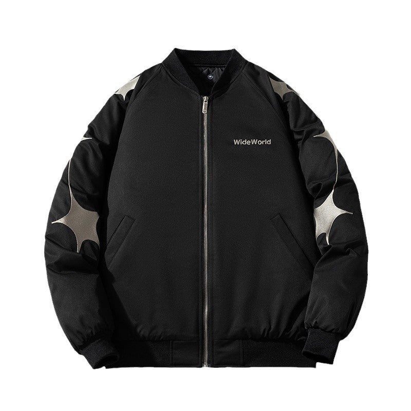 Mens Vintage Jackets Padded Jacket Autumn and Winter Thickened Baseball Jacket Cotton Jacket