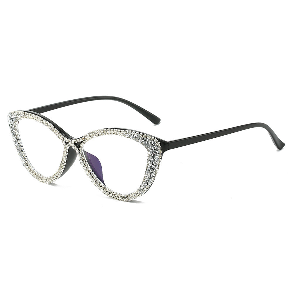 Trendy punk glasses diamond cat eyes