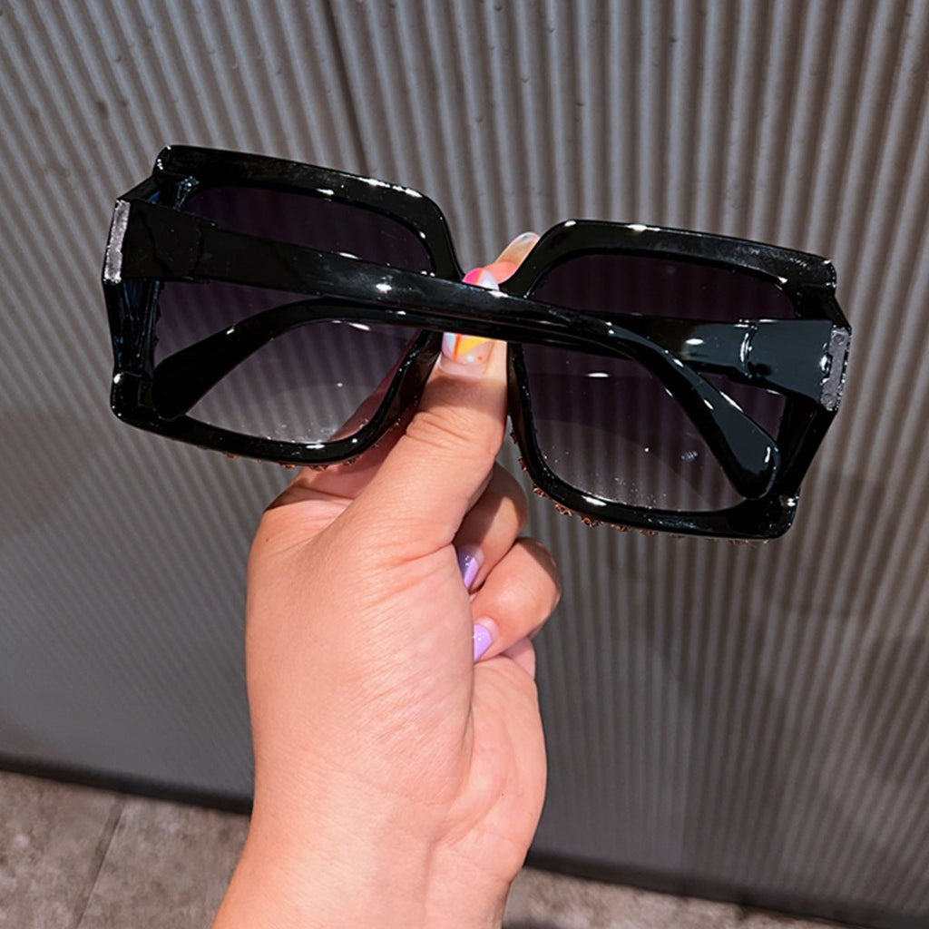 Trendy punk glasses diamond square frame