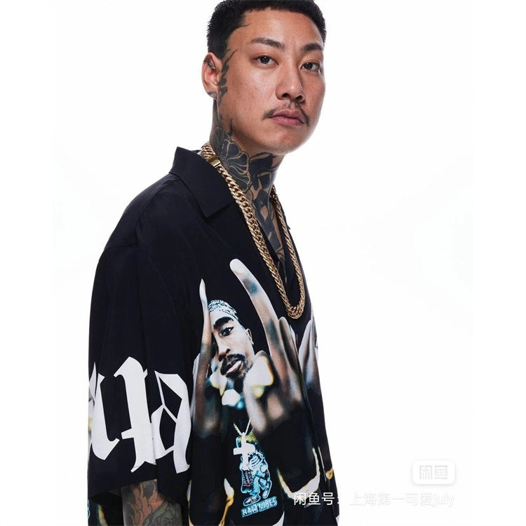 GUILTYPARTIES TIGER Shirts TIGER 23SS 2PAC Five-pattern full print casual Hawaiian short-sleeved shirt men
