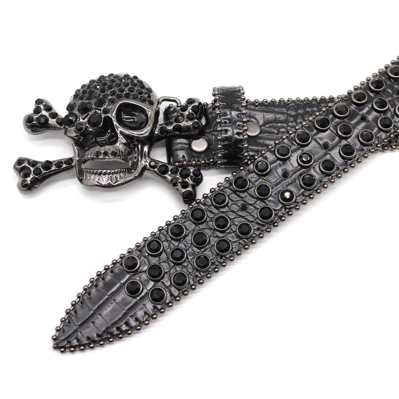 Hip-hop punk rhinestone belt skull accessories