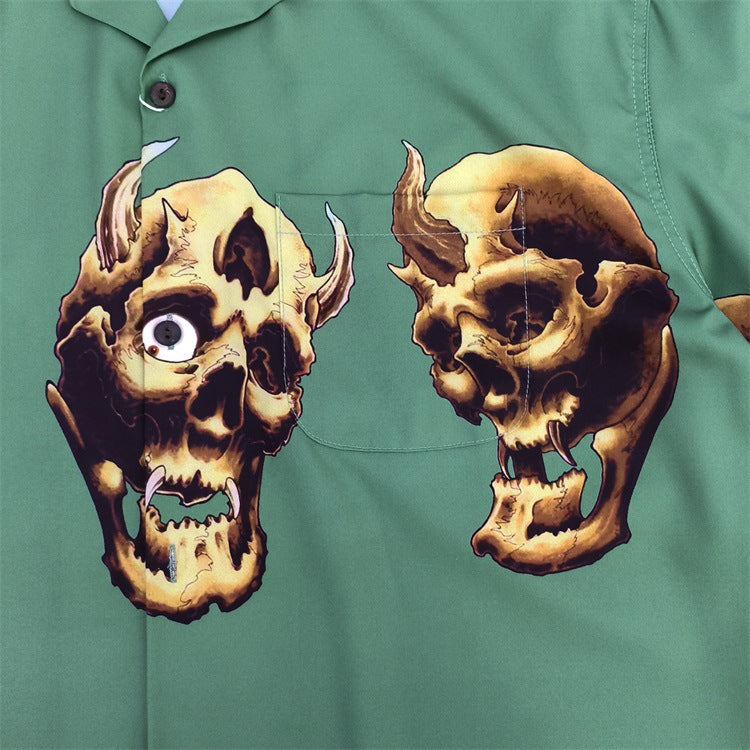 GUILTYPARTIES TIGER Shirts 21AW 56 TATTOO Tattoo, Skull Hawaiian Short Sleeve Shirt Men