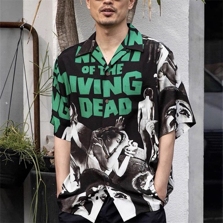 GUILTYPARTIES TIGER Shirts Movie Night of the Living Dead Hawaiian Shirt Men