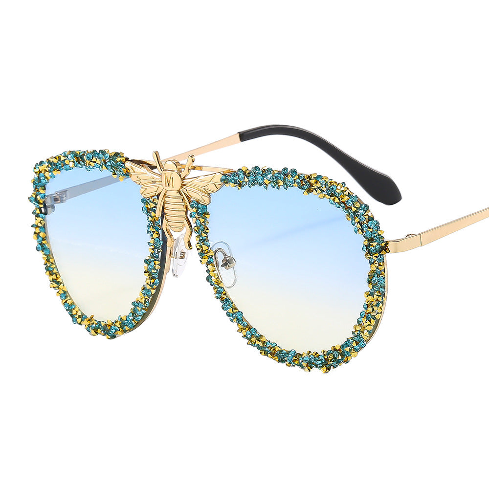 Trendy punk glasses diamond retro