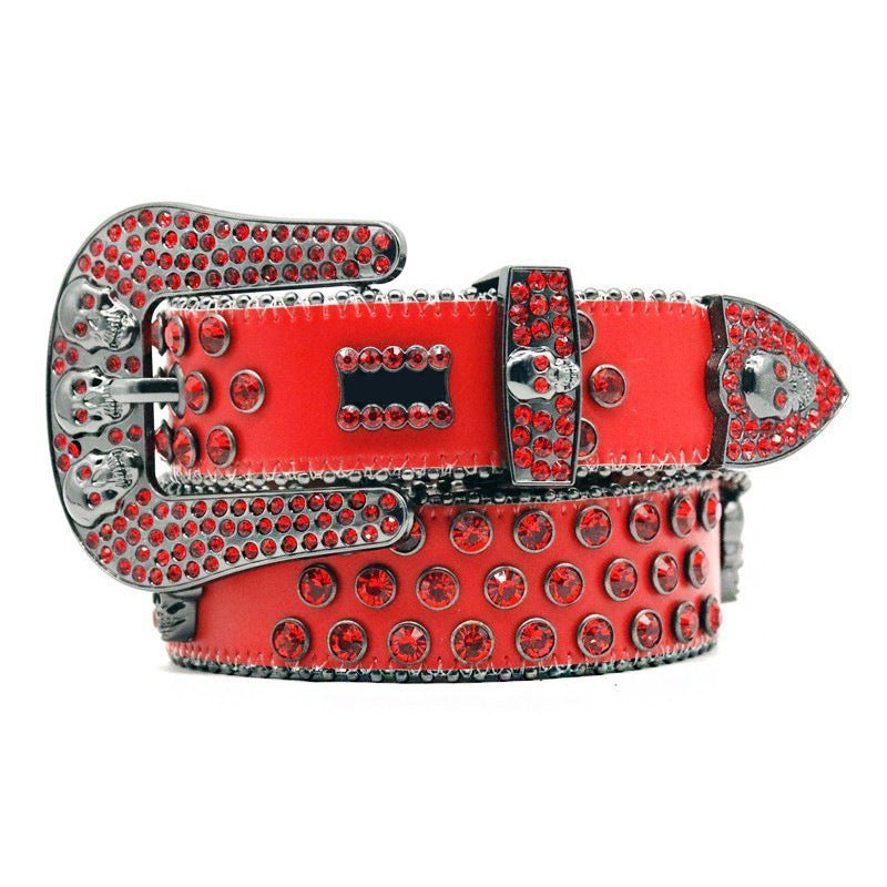 Hip-hop punk rhinestone belt skull rhinestone punk style