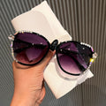 Trendy punk glasses large square frame with flowers and diamonds