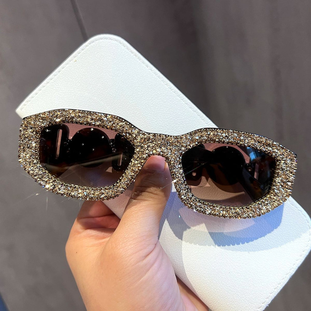 Trendy punk glasses with diamonds