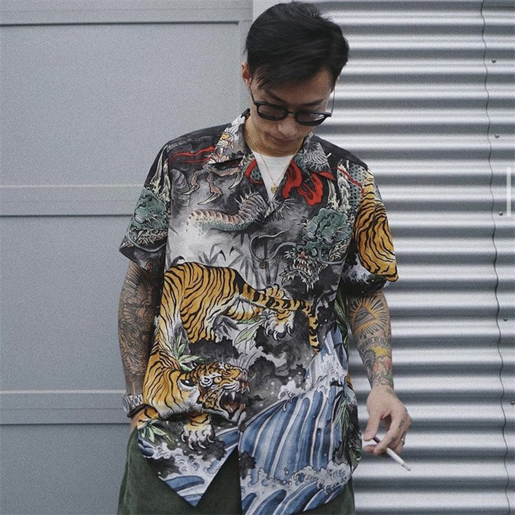 GUILTYPARTIES TIGER Shirts collaboration Dragon-Tiger Fight WACKO MARIA X TIM LEHI Tiger Shirt