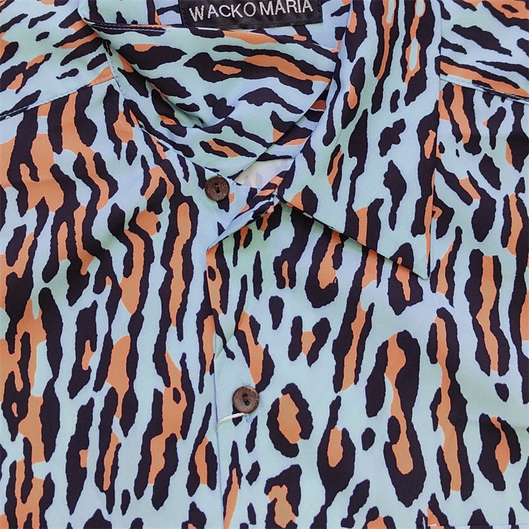 GUILTYPARTIES TIGER Shirts Leopard Rayon Hawaiian Short Sleeve Shirt Beach Shirt Men