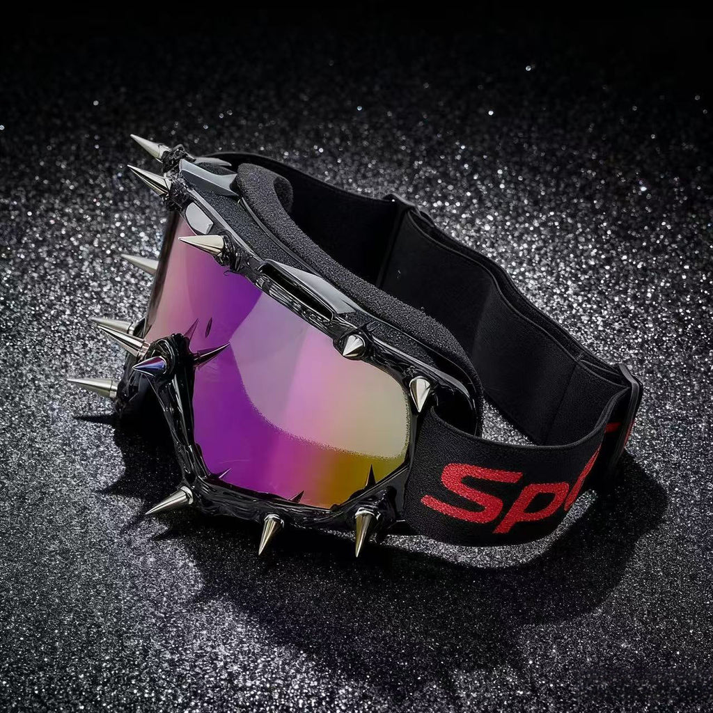 Trendy punk glasses metal rivet eye protection sponge