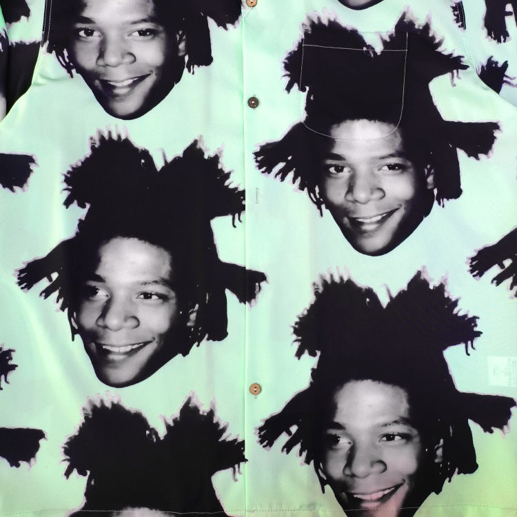 GUILTYPARTIES TIGER Shirts 23ss BASQUIAT Basquiat avatar Hawaiian short-sleeved shirt