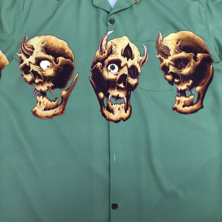 GUILTYPARTIES TIGER Shirts 21AW 56 TATTOO Tattoo, Skull Hawaiian Short Sleeve Shirt Men