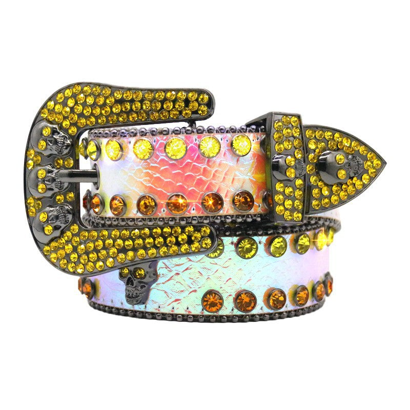 Hip-hop punk rhinestone belt skull rhinestone