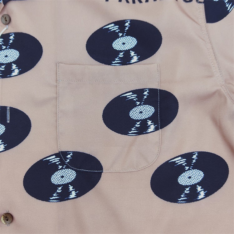 GUILTYPARTIES TIGER Shirts 24ss vinyl record rayon hawaiian casual short-sleeved shirt men