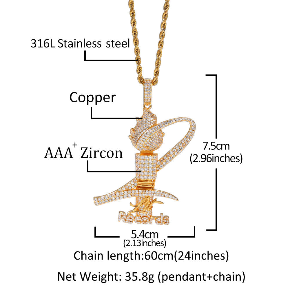 Jewelry Torch Memorial Jewelry Dense Zircon Necklace Fashion Pendant Jesus Pieces Spectrum