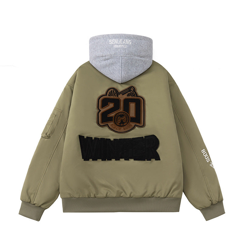 Men Vintage Jackets Baseball Collar Cotton Jacket Casual Warm Baseball Jacket Padded Cotton