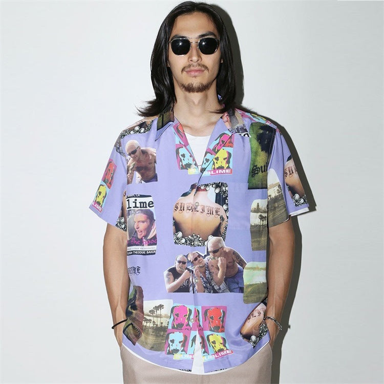 GUILTYPARTIES TIGER Shirts joint sublime band, sunflower Hawaiian short-sleeved shirt men and women