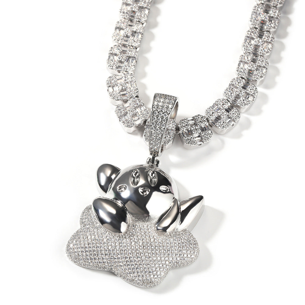 Jewelry Cartoon Diamond Silver Star Kirby Pendant Fashion Versatile Kirby St. Valentine's Spectrum Jesus Pieces