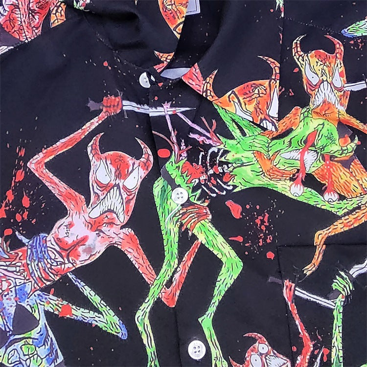 GUILTYPARTIES TIGER Shirts Anniversary Limited Ghost Graffiti Devil Angel Hawaiian Short Sleeve Shirt Men