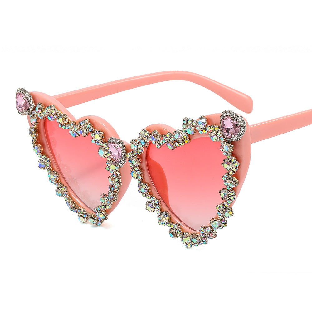 Trendy punk glasses heart-shaped shade