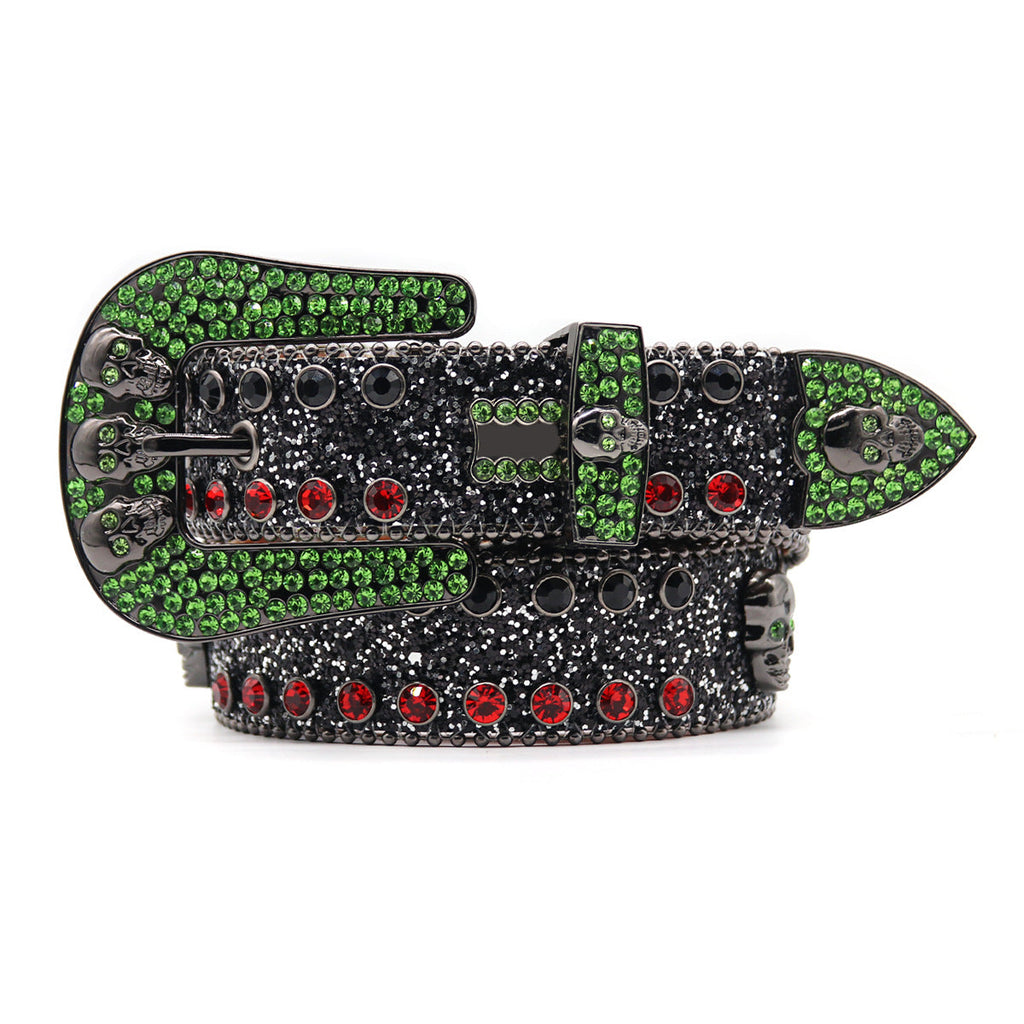 Hip-hop punk rhinestone belt full diamond skull