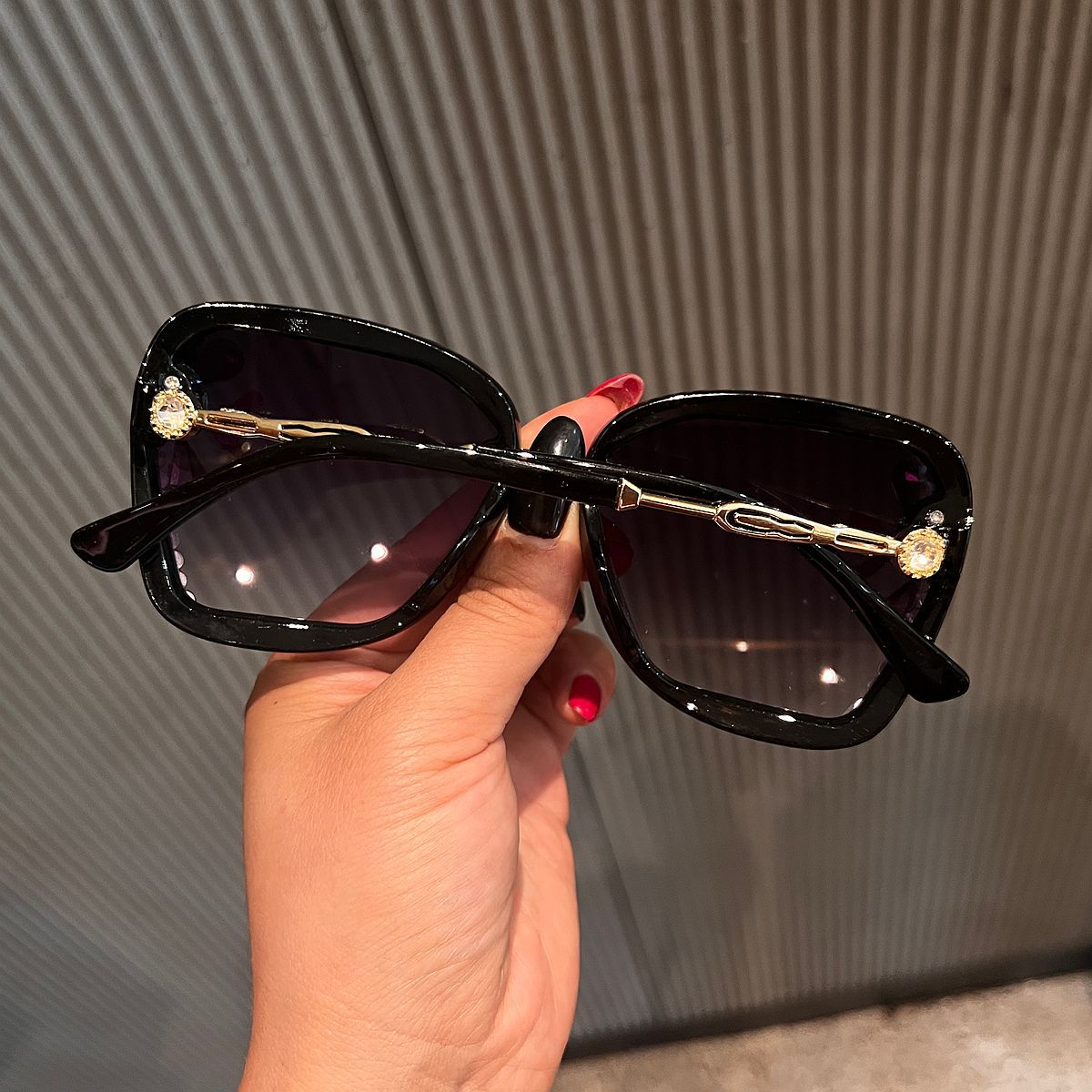 Trendy punk glasses large frame flash diamond sunscreen