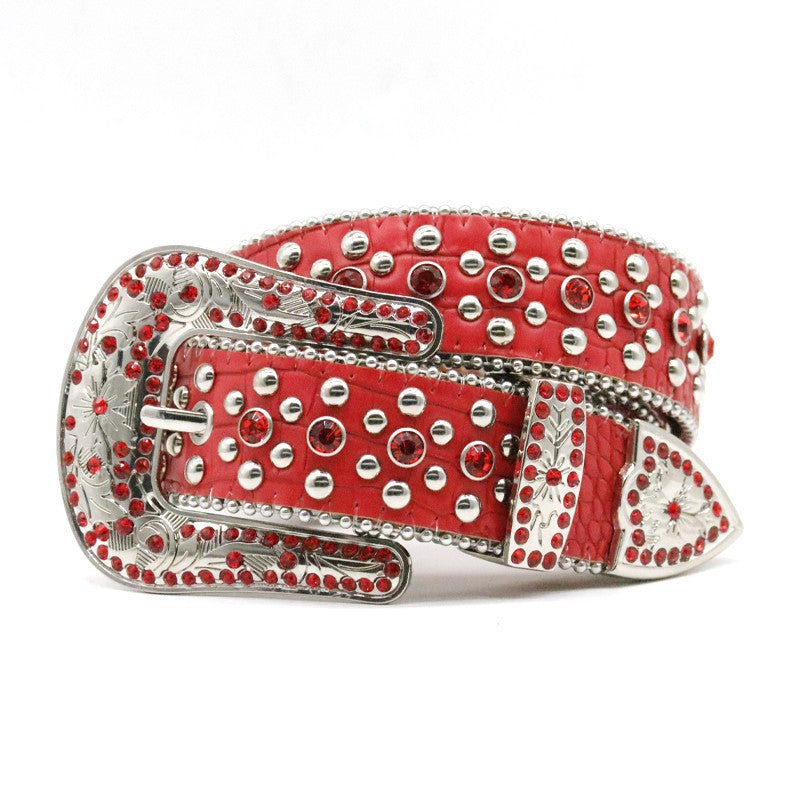 Hip-hop punk rhinestone belt alloy cross