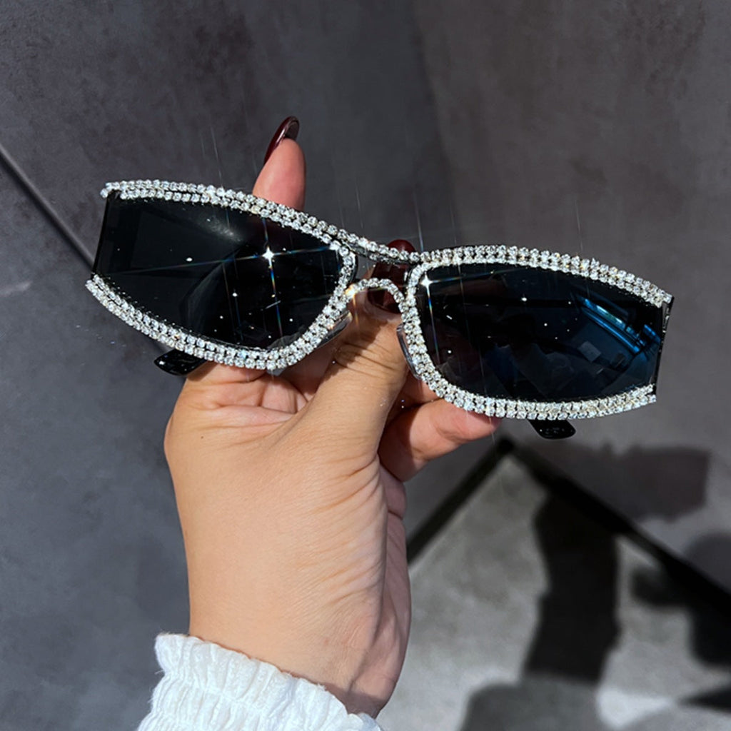 Trendy punk glasses y2k cut out diamond retro
