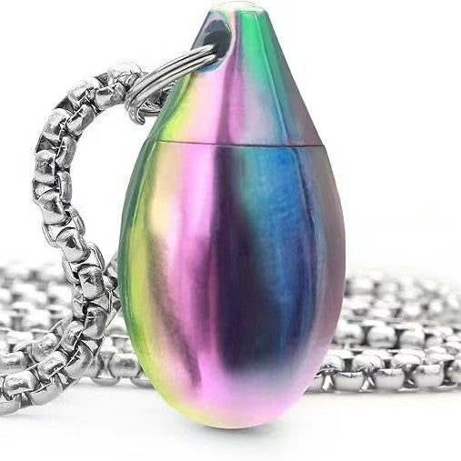 Pet Urn Pure Titanium Water Drop Bottle Waterproof Sealed Pendant Burnt Blue Modern Simple Storage Bottle Ashes Storage Jar