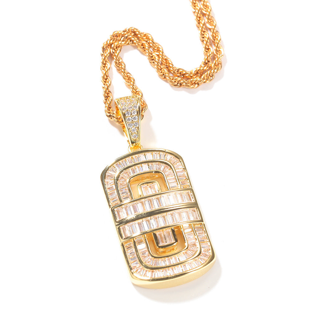 Jewelry Hip Hop Shield Necklace INS Style Fashion Zircon Pendant St. Valentine's Spectrum