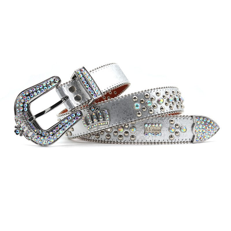 Hip-hop punk rhinestone belt rhinestone crown