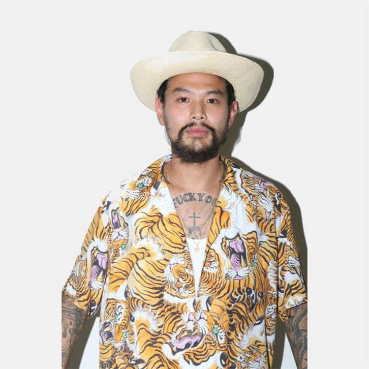 GUILTYPARTIES TIGER Shirts 19ss Tiger Print Tiger Totem Hawaiian Casual Short Sleeve Shirt Men