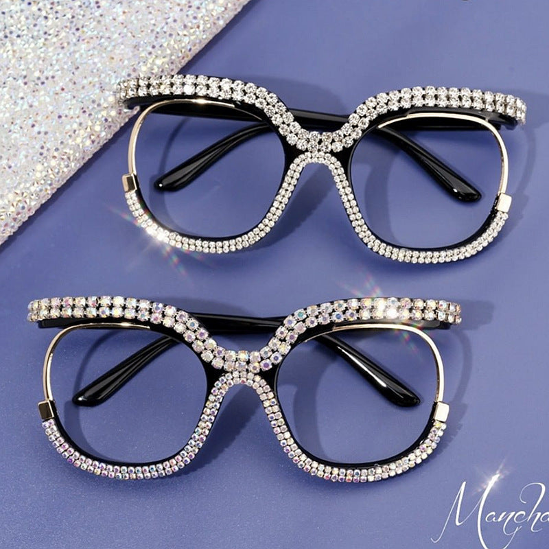Trendy punk glasses with diamonds