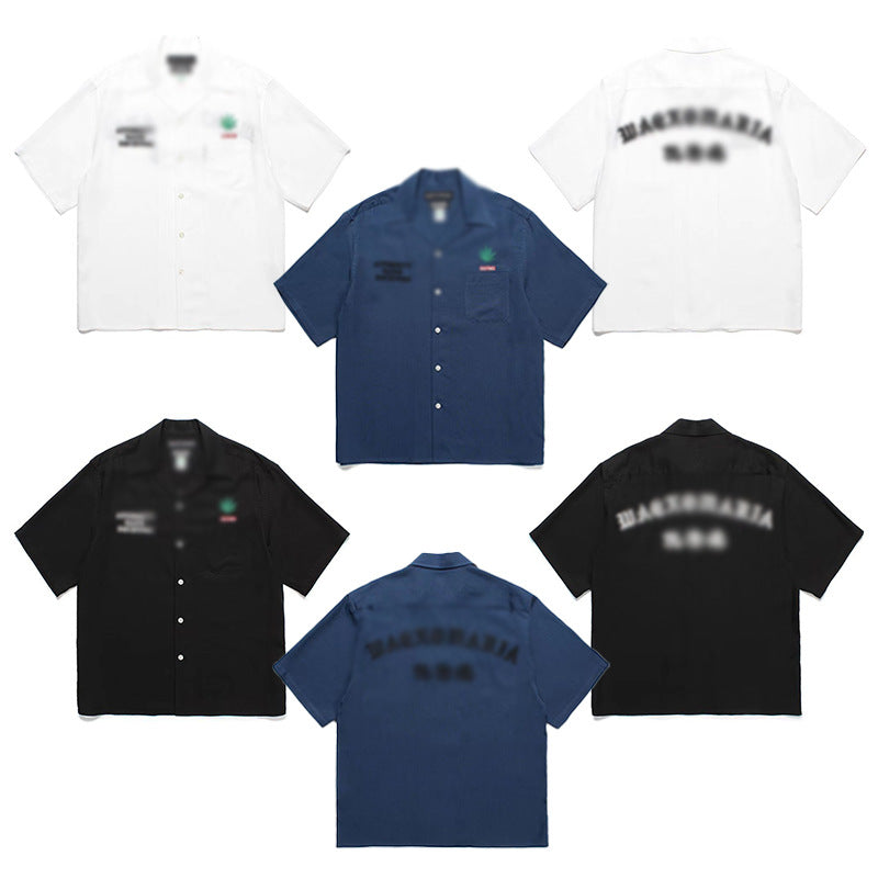 GUILTYPARTIES TIGER Shirts High Times25ss Joint Solid Color Embroidered Hawaiian Short Sleeve Shirt